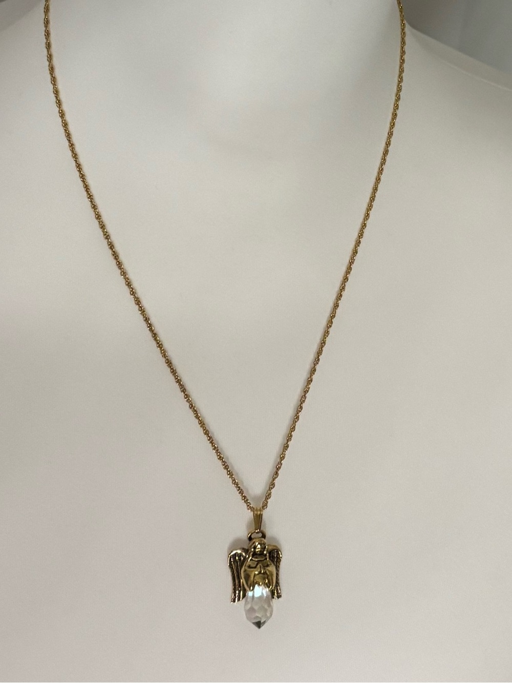 Vintage Avon Crystal Angel Pendant Necklace